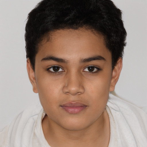 Neutral latino young-adult female with short  brown hair and brown eyes