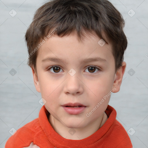 Neutral white child male with short  brown hair and brown eyes