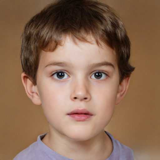 Neutral white child male with short  brown hair and brown eyes