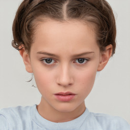 Neutral white child female with short  brown hair and brown eyes