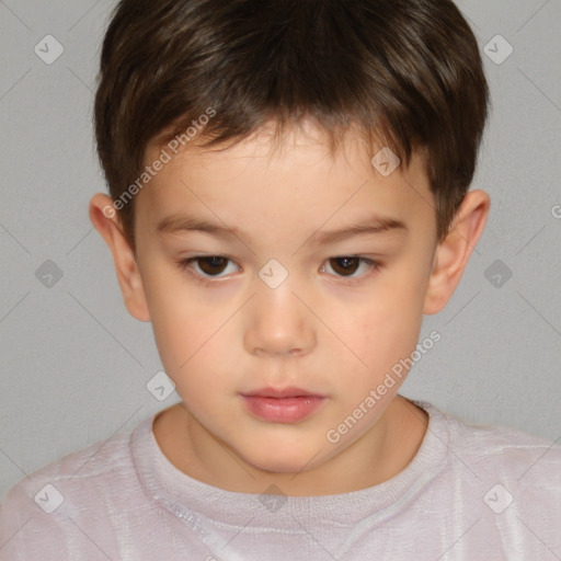 Neutral white child male with short  brown hair and brown eyes