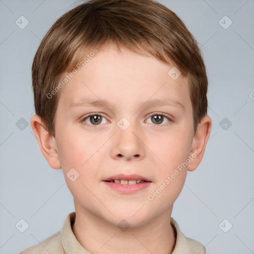 Neutral white child male with short  brown hair and brown eyes