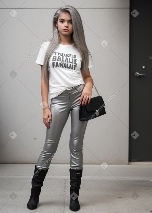 Brazilian teenager girl with  gray hair