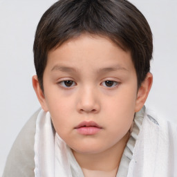 Neutral white child female with short  brown hair and brown eyes