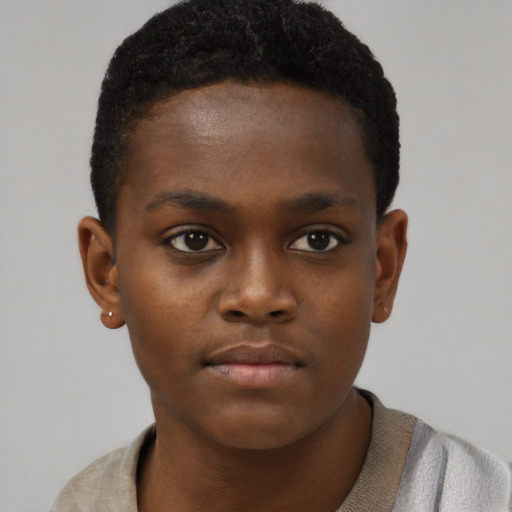 Neutral black child male with short  brown hair and brown eyes