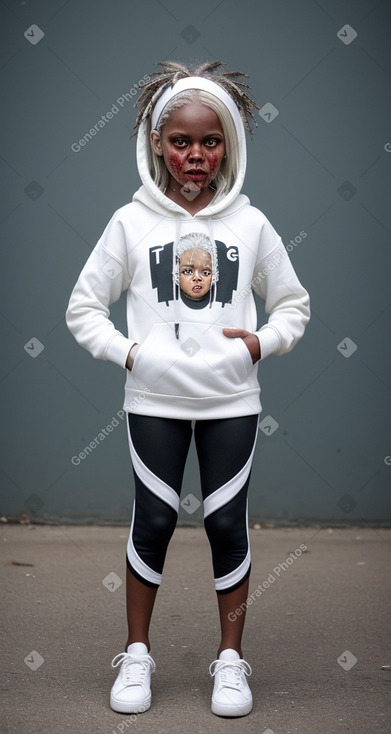 Jamaican child female with  white hair