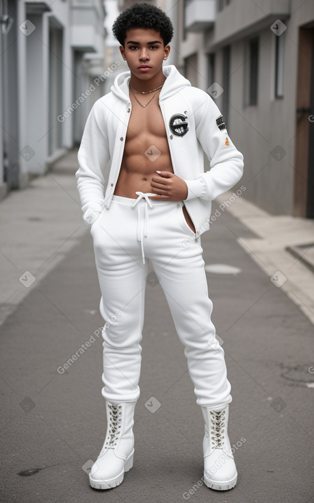 Dominican teenager boy with  white hair