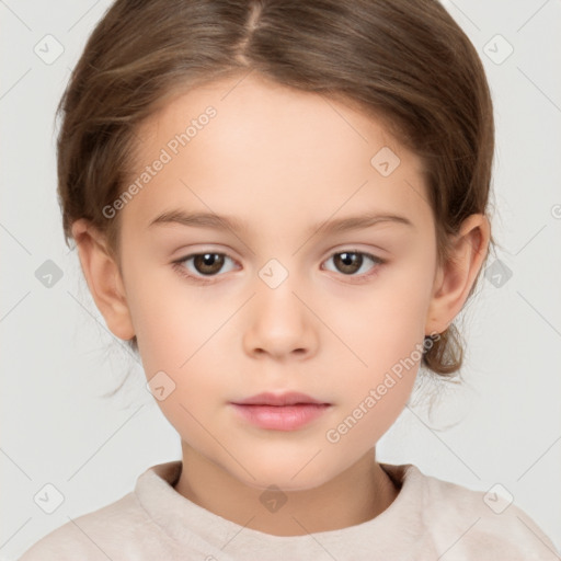 Neutral white child female with short  brown hair and brown eyes