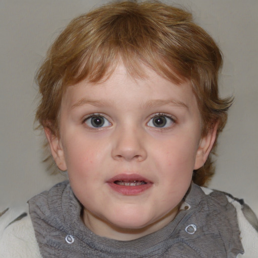 Neutral white child female with medium  brown hair and blue eyes