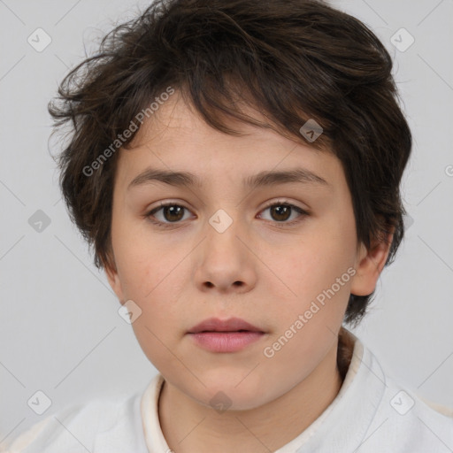 Neutral white child female with medium  brown hair and brown eyes