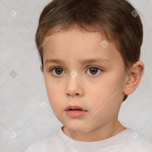 Neutral white child male with short  brown hair and brown eyes