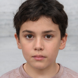 Neutral white child male with short  brown hair and brown eyes