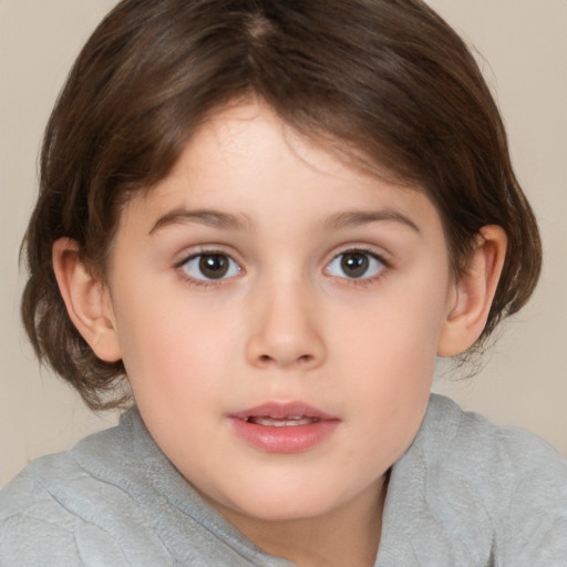 Neutral white child female with medium  brown hair and brown eyes