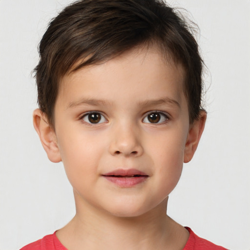 Neutral white child male with short  brown hair and brown eyes