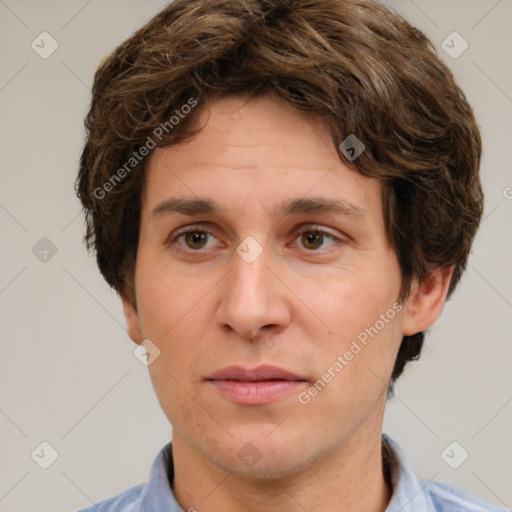 Neutral white adult male with short  brown hair and brown eyes