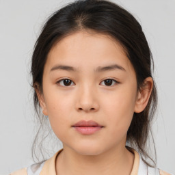 Neutral white child female with medium  brown hair and brown eyes