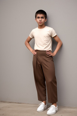 Peruvian teenager boy with  brown hair