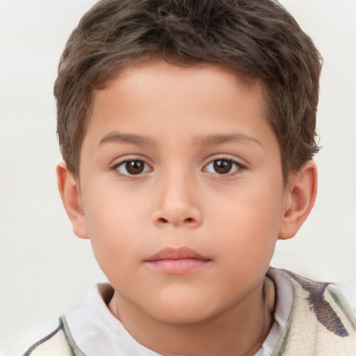 Neutral white child male with short  brown hair and brown eyes