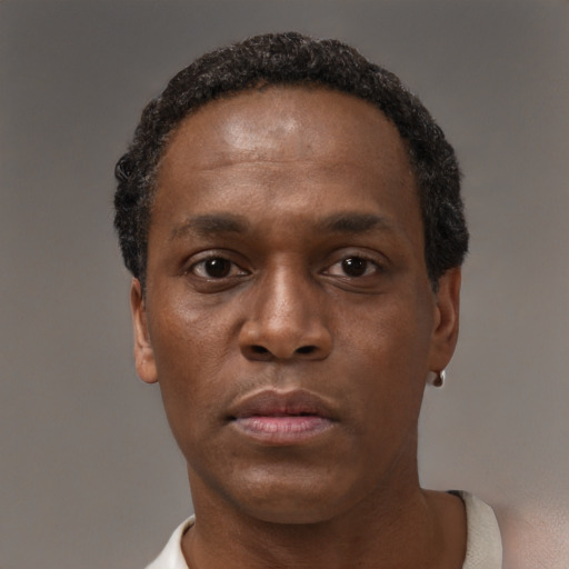 Neutral black young-adult male with short  brown hair and brown eyes