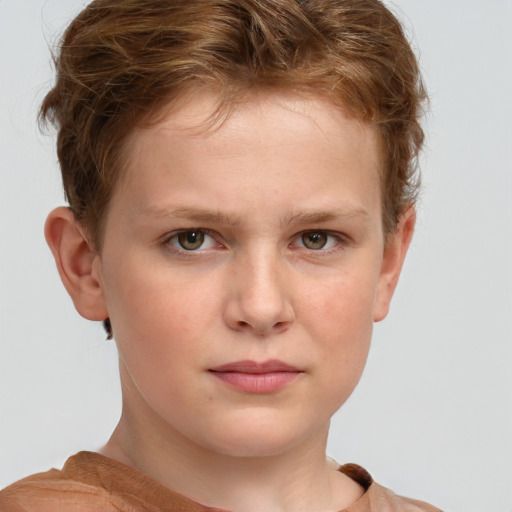 Neutral white child male with short  brown hair and grey eyes