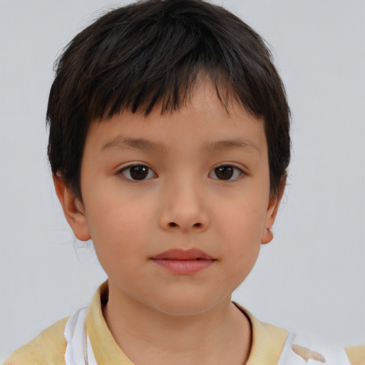 Neutral asian child female with short  brown hair and brown eyes
