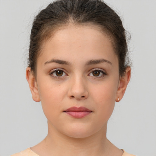 Neutral white young-adult female with short  brown hair and brown eyes