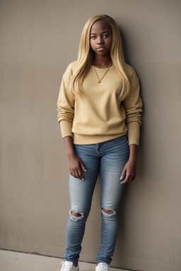 African american teenager female with  blonde hair