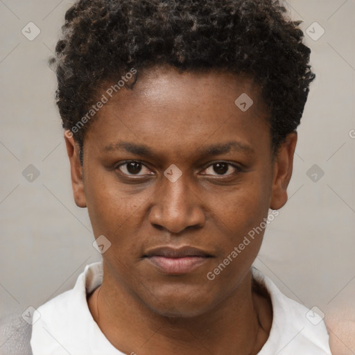 Neutral black young-adult male with short  brown hair and brown eyes