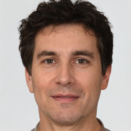 Neutral white adult male with short  brown hair and brown eyes