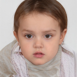 Neutral white child female with short  brown hair and brown eyes