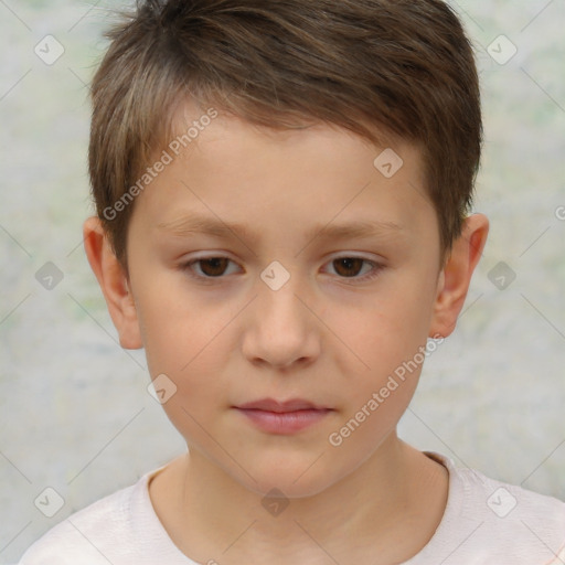 Neutral white child male with short  brown hair and brown eyes