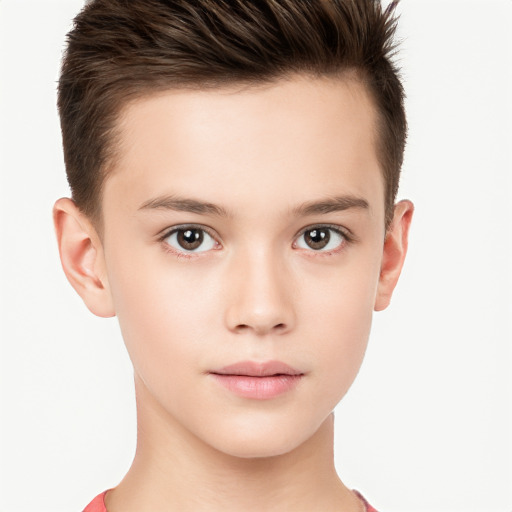 Neutral white child male with short  brown hair and brown eyes