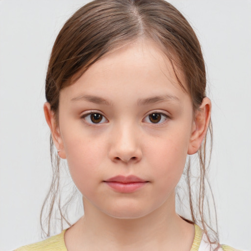 Neutral white child female with medium  brown hair and brown eyes