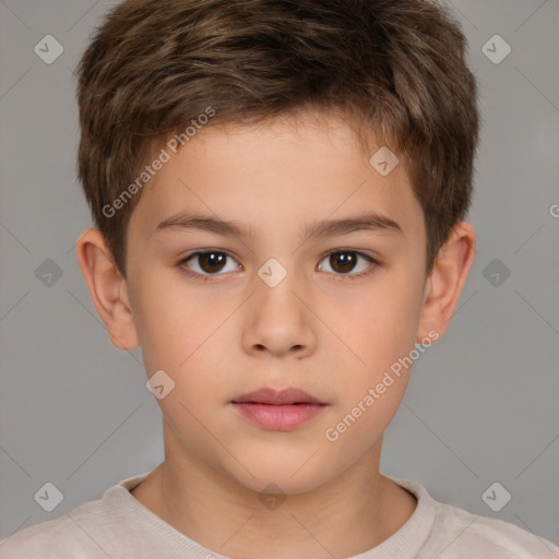 Neutral white child male with short  brown hair and brown eyes