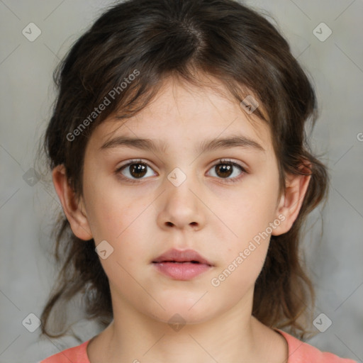 Neutral white child female with medium  brown hair and brown eyes