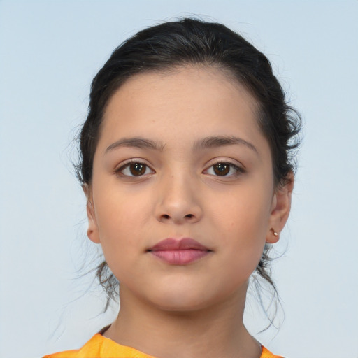 Neutral asian young-adult female with medium  brown hair and brown eyes