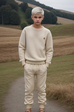 Romanian teenager boy with  white hair