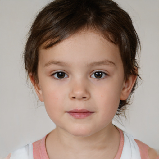 Neutral white child female with medium  brown hair and brown eyes