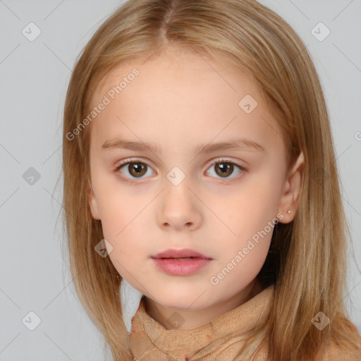 Neutral white child female with medium  brown hair and brown eyes