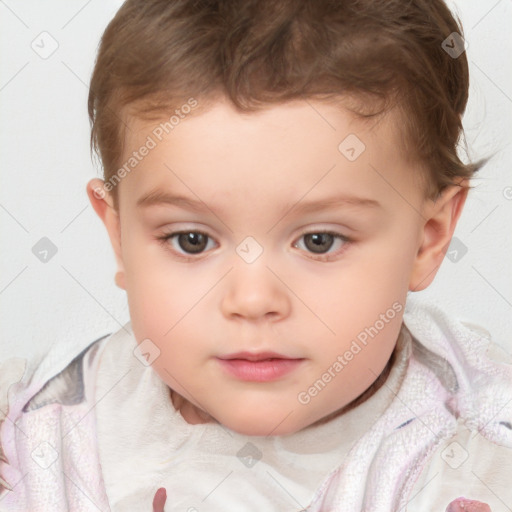 Neutral white child female with short  brown hair and brown eyes