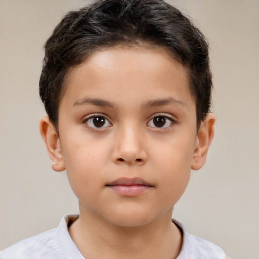 Neutral white child male with short  brown hair and brown eyes