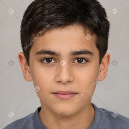 Neutral white child male with short  brown hair and brown eyes