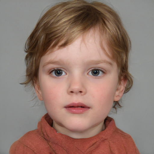 Neutral white child male with medium  brown hair and blue eyes