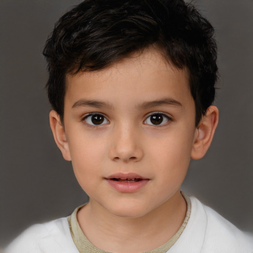 Neutral white child male with short  brown hair and brown eyes