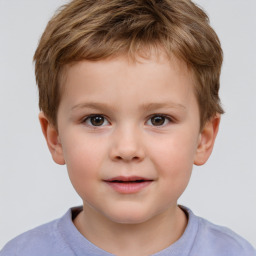 Neutral white child male with short  brown hair and brown eyes