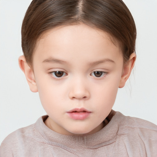 Neutral white child female with short  brown hair and brown eyes