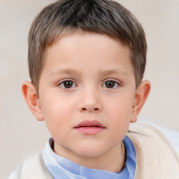 Neutral white child male with short  brown hair and brown eyes