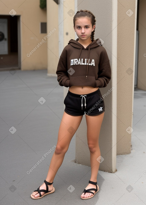 Italian teenager girl with  brown hair