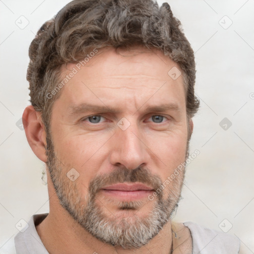 Neutral white adult male with short  brown hair and brown eyes