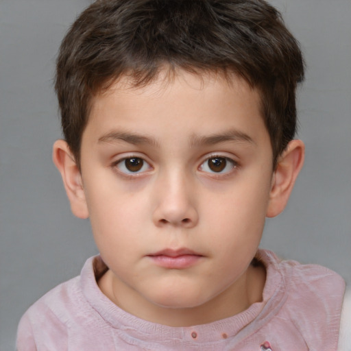 Neutral white child male with short  brown hair and brown eyes